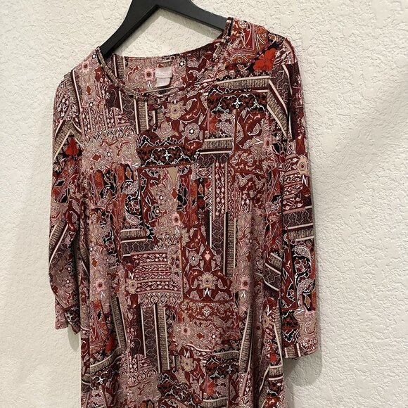 Chicos Women's Crew Neck Floral Multicolor Top Size 1 - Picture 3 of 5